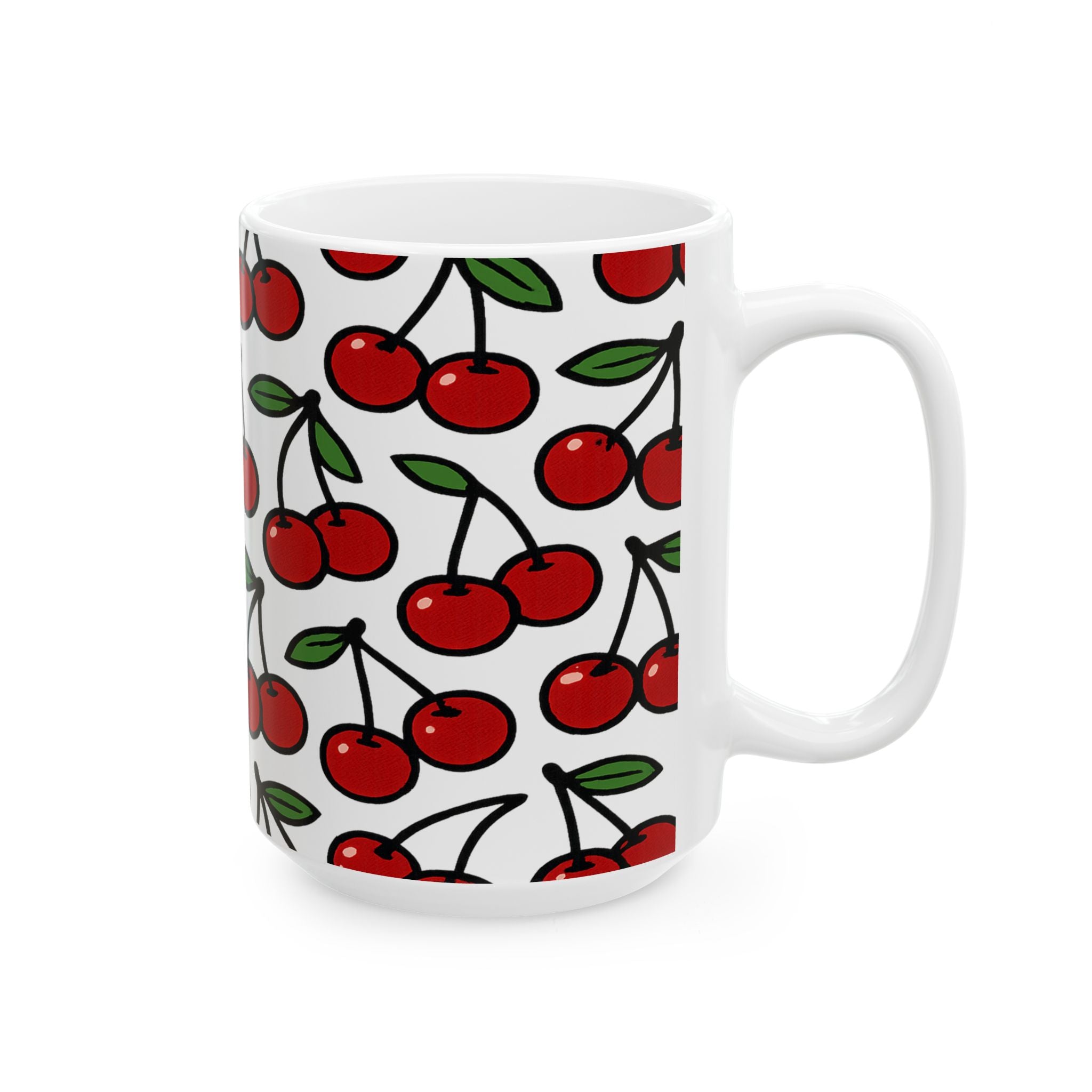 Bold Cherries Pattern Coffee Mug | Fruit Lover Gift | Ceramic Mug