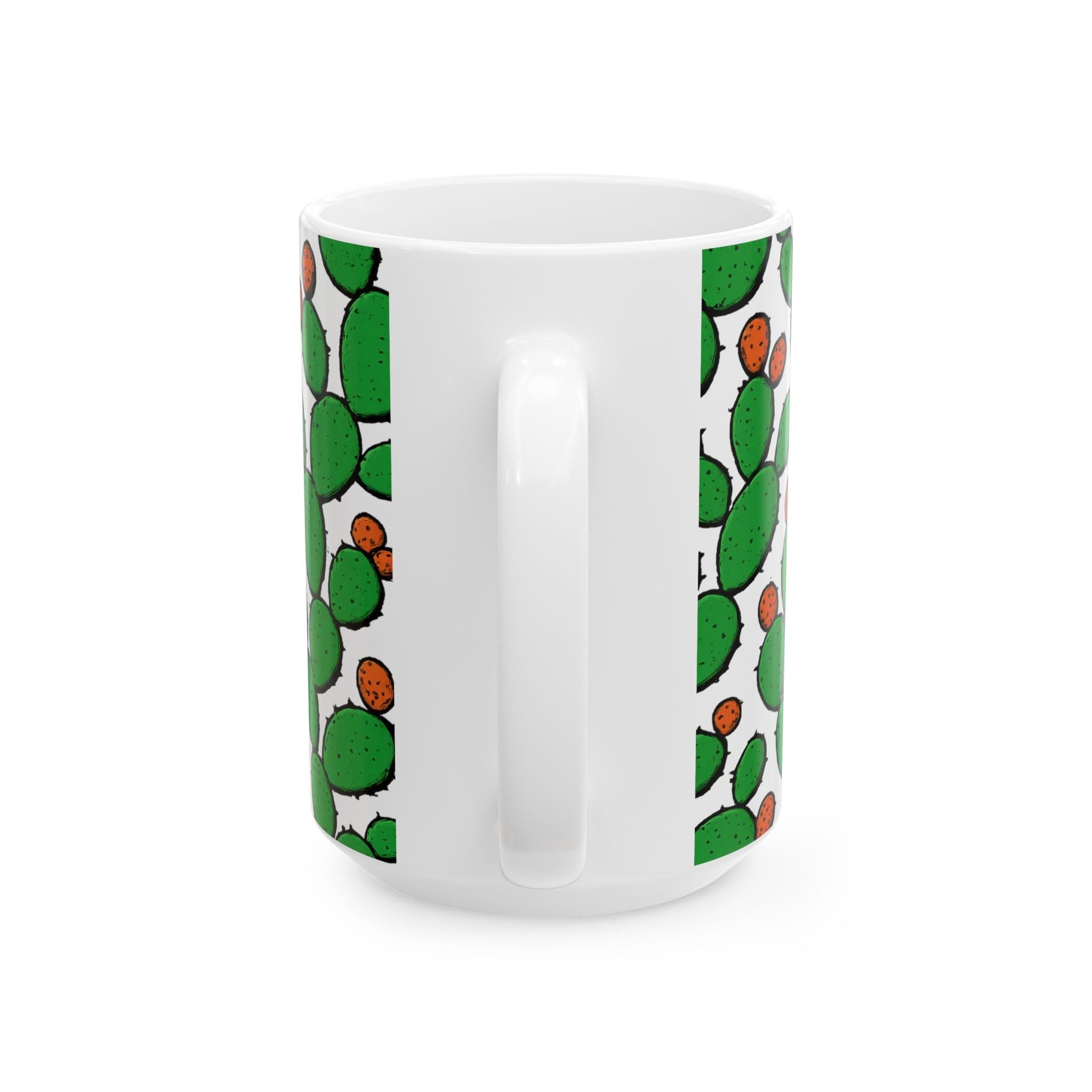 Bold Prickly Pear Cactus Full Wrap Coffee Mug | Cactus Gift | Ceramic Mug
