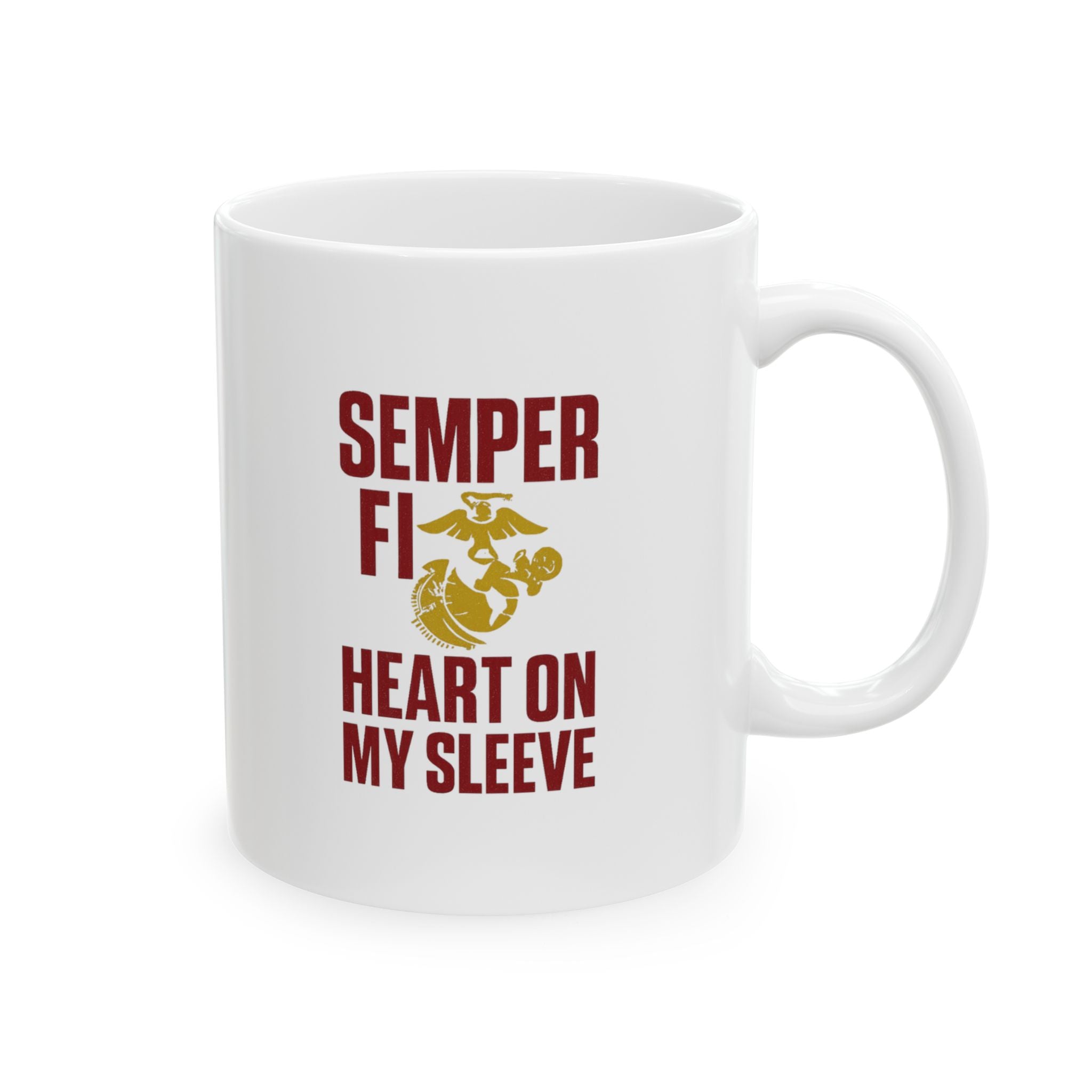 Marine Mom Semper Fi Heart On My Sleeve Coffee Mug | Gift for Mom | Ceramic Mug