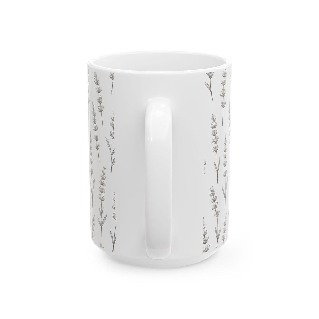 Delicate Lavender Sprigs Full Wrap Coffee Mug | Flowers Gift | Ceramic Mug