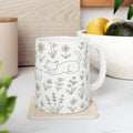 Delicate Cats In Garden Full Wrap Coffee Mug | Cats Gift | Ceramic Mug