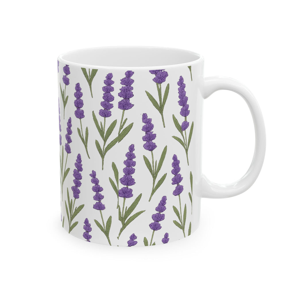Botanical Lavender Sprigs Full Wrap Coffee Mug | Flowers Gift | Ceramic Mug