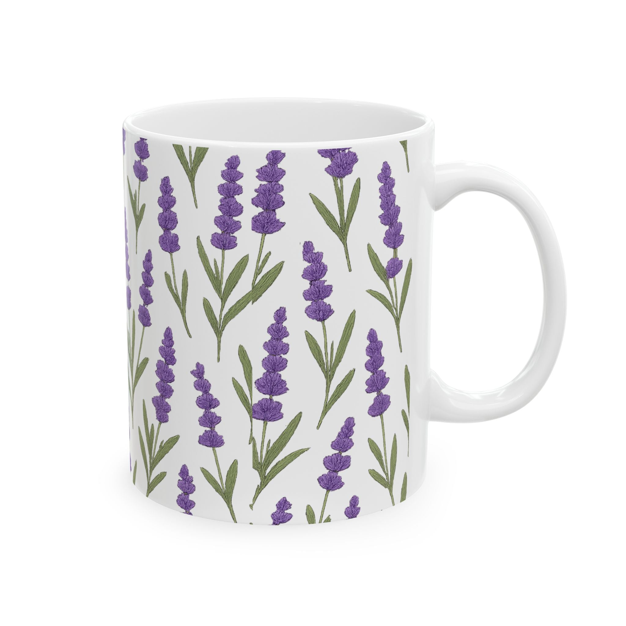 Botanical Lavender Sprigs Full Wrap Coffee Mug | Flowers Gift | Ceramic Mug