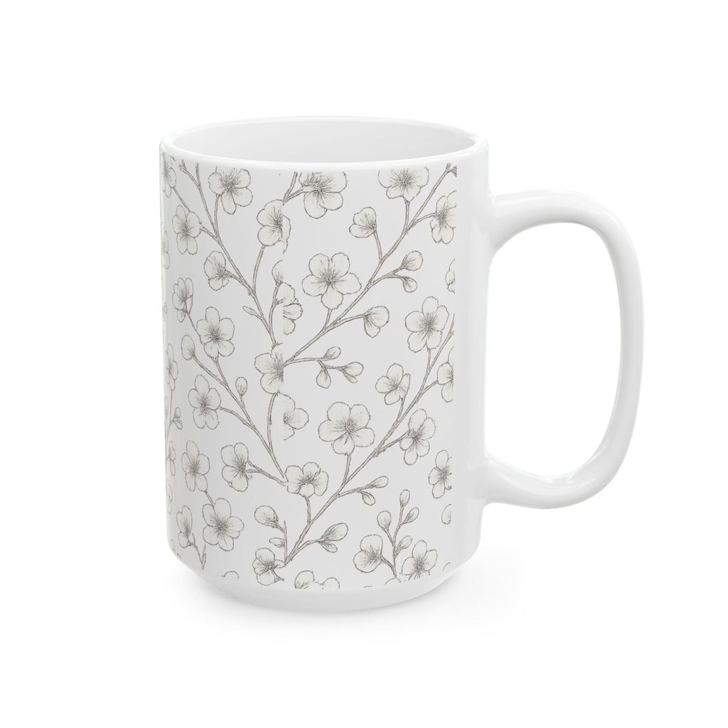 Delicate Cherry Blossom Branches Full Wrap Coffee Mug | Flowers Gift | Ceramic Mug