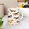 Botanical Dogs Playing Fetch Full Wrap Coffee Mug | Dogs Gift | Ceramic Mug