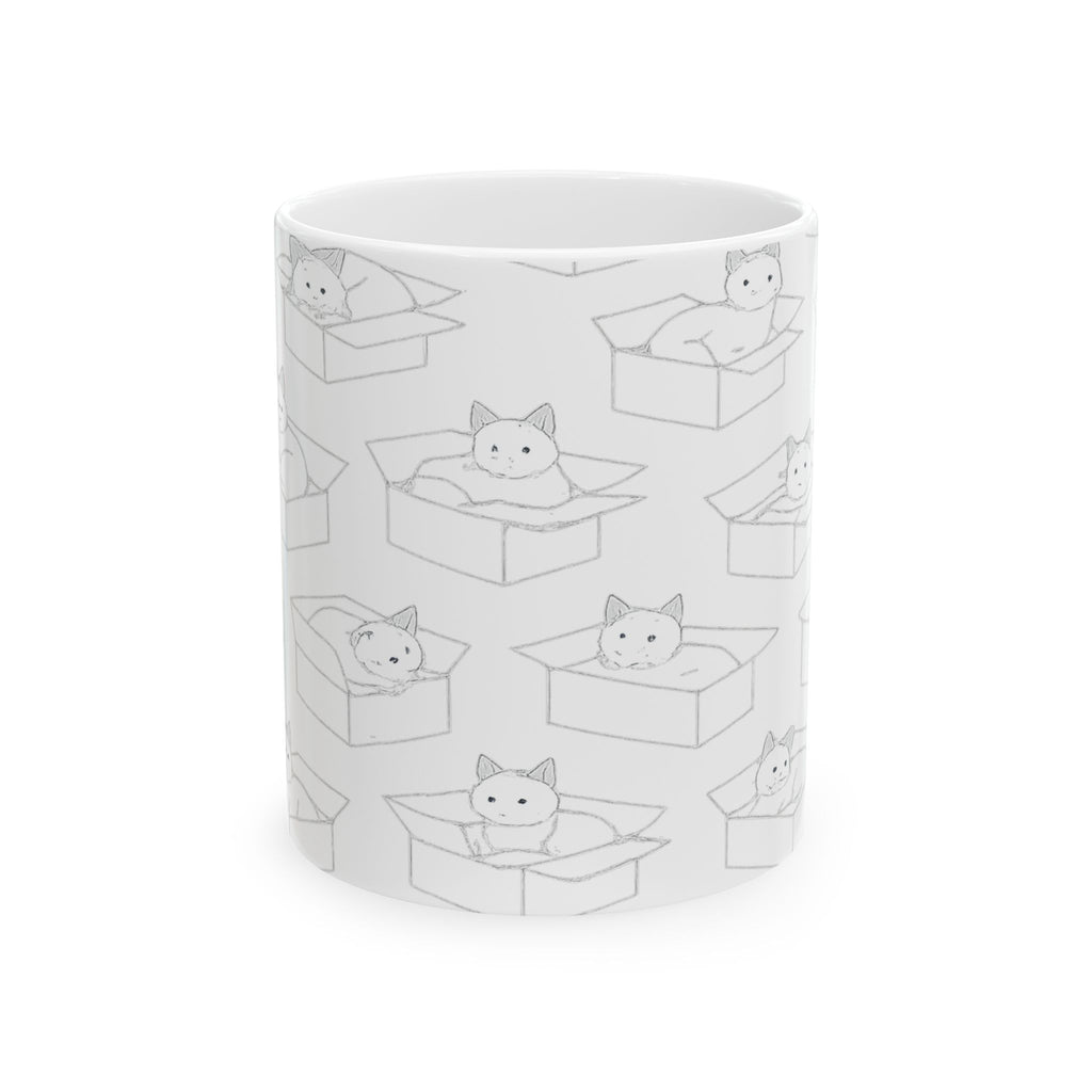 Delicate Cats In Boxes Full Wrap Coffee Mug | Cats Gift | Ceramic Mug