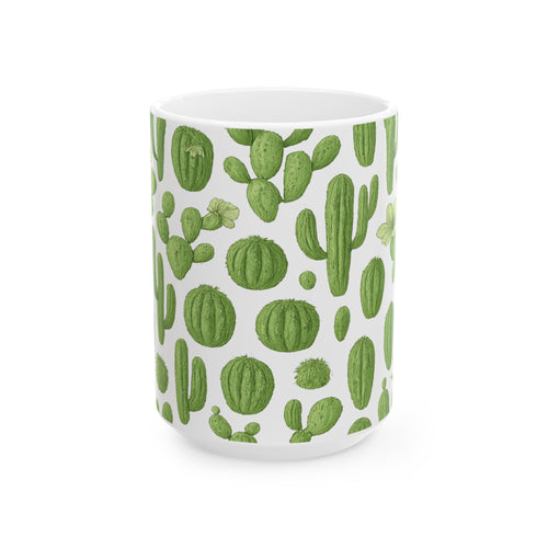 Botanical Mixed Cactus Collection Full Wrap Coffee Mug | Cactus Gift | Ceramic Mug