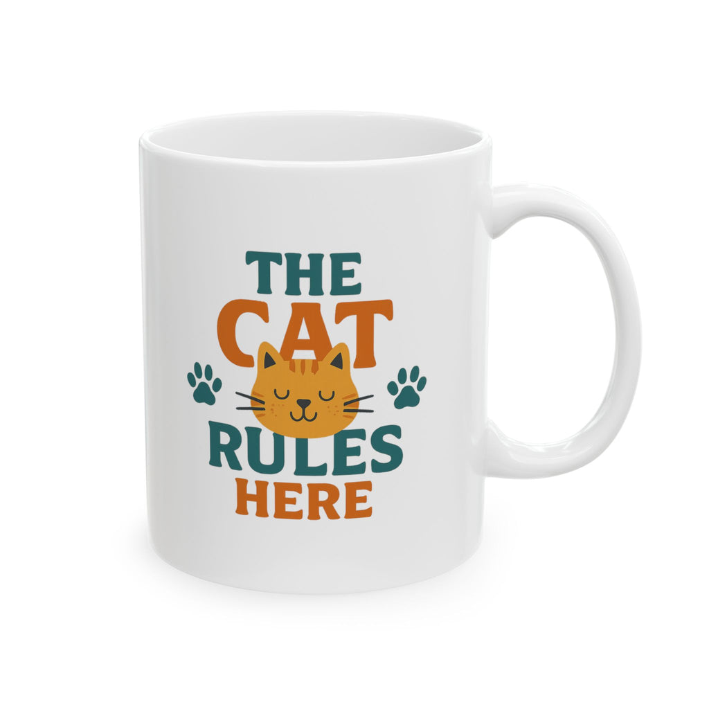 Cats Make The Rules Here Coffee Mug | Funny Cat Owner Humor | Ceramic Mug