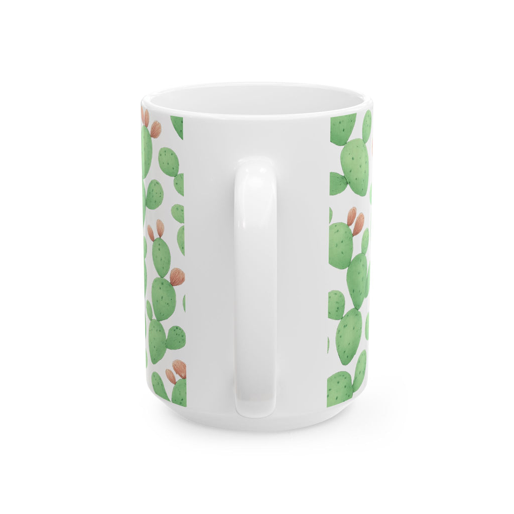Watercolor Prickly Pear Cactus Pattern Coffee Mug | Cactus Lover Gift | Ceramic Mug