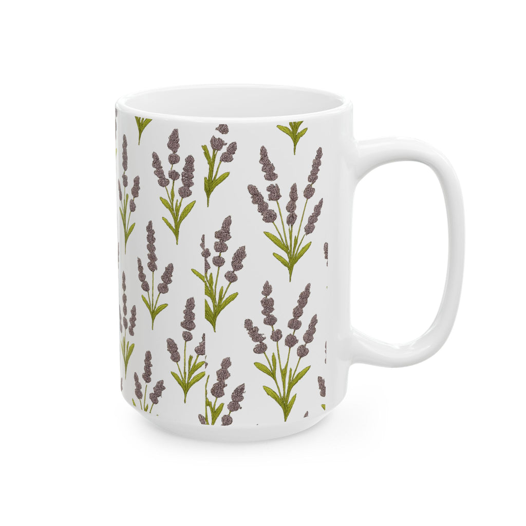 Vintage Lavender Sprigs Full Wrap Coffee Mug | Flowers Gift | Ceramic Mug