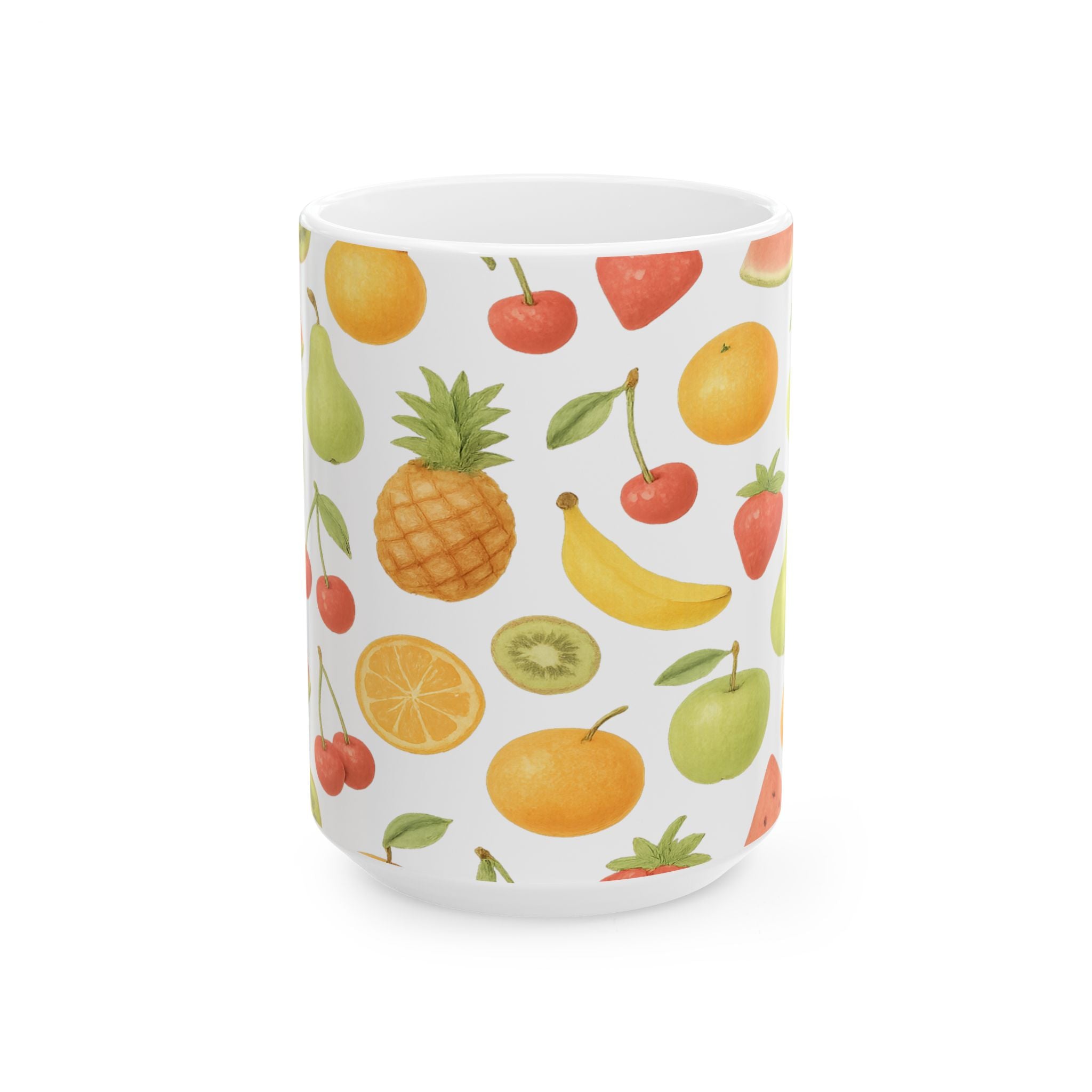 Watercolor Mixed Fruit Full Wrap Coffee Mug | Fruit Gift | Ceramic Mug