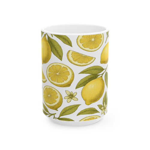 Botanical Lemons Pattern Coffee Mug | Fruit Lover Gift | Ceramic Mug