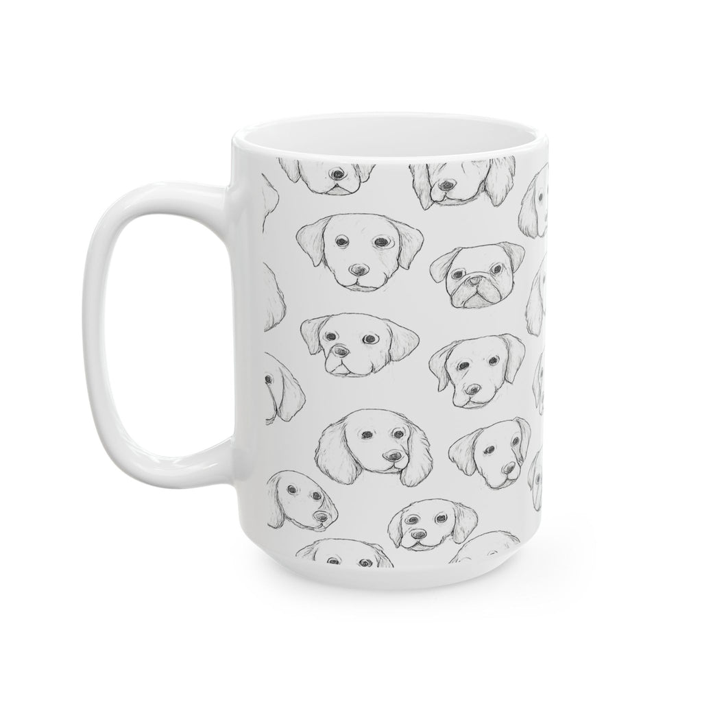 Delicate Dog Faces Full Wrap Coffee Mug | Dogs Gift | Ceramic Mug