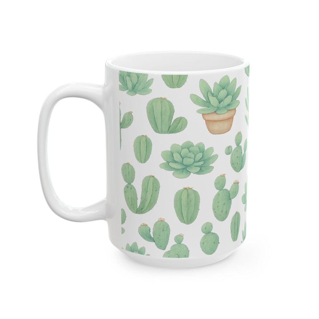 Watercolor Desert Garden Succulents Full Wrap Coffee Mug | Cactus Gift | Ceramic Mug