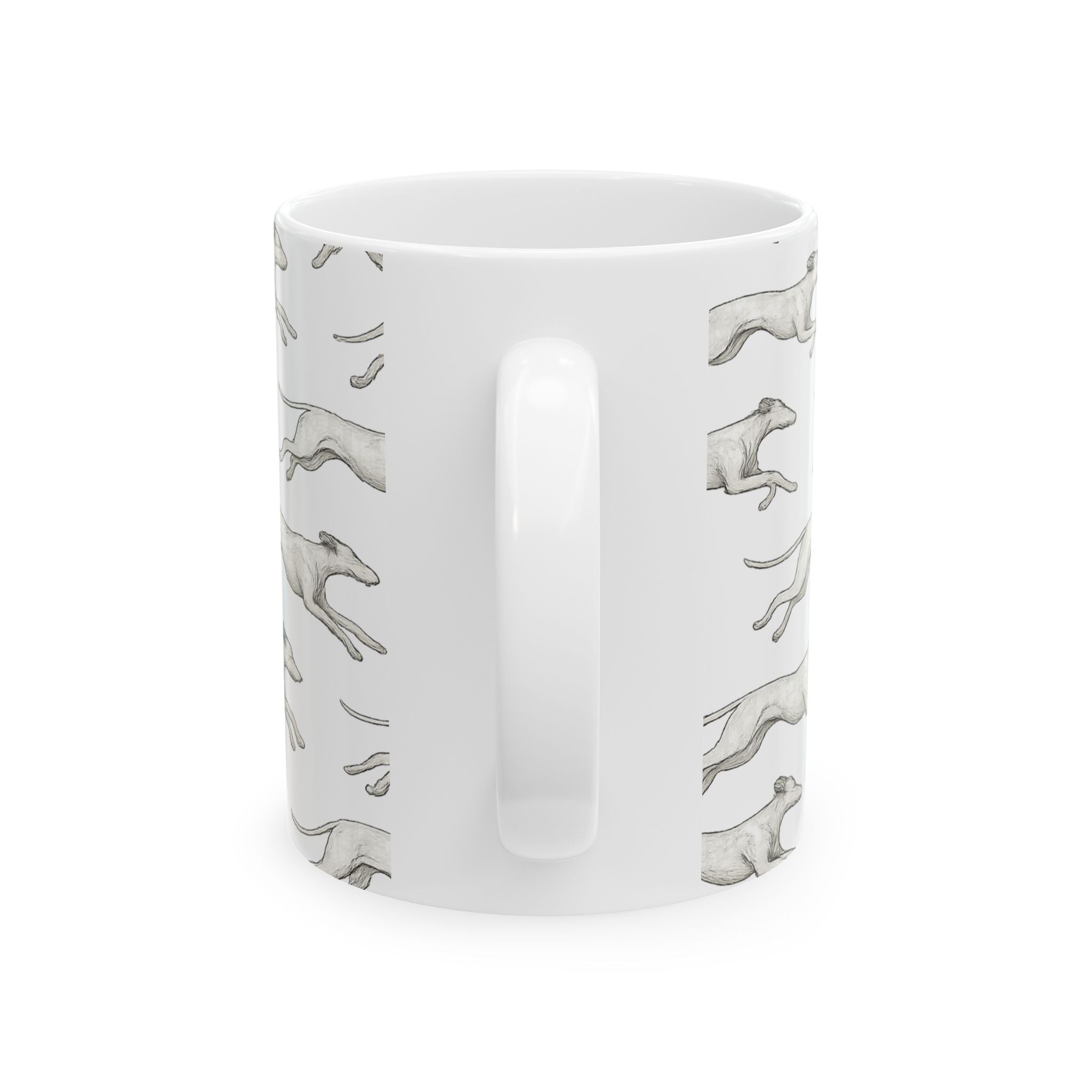 Delicate Running Dogs Full Wrap Coffee Mug | Dogs Gift | Ceramic Mug