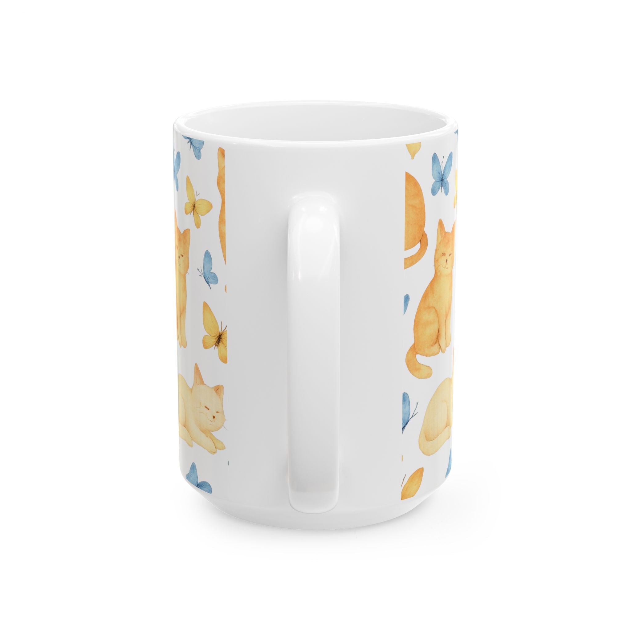 Watercolor Cats And Butterflies Full Wrap Coffee Mug | Cats Gift | Ceramic Mug