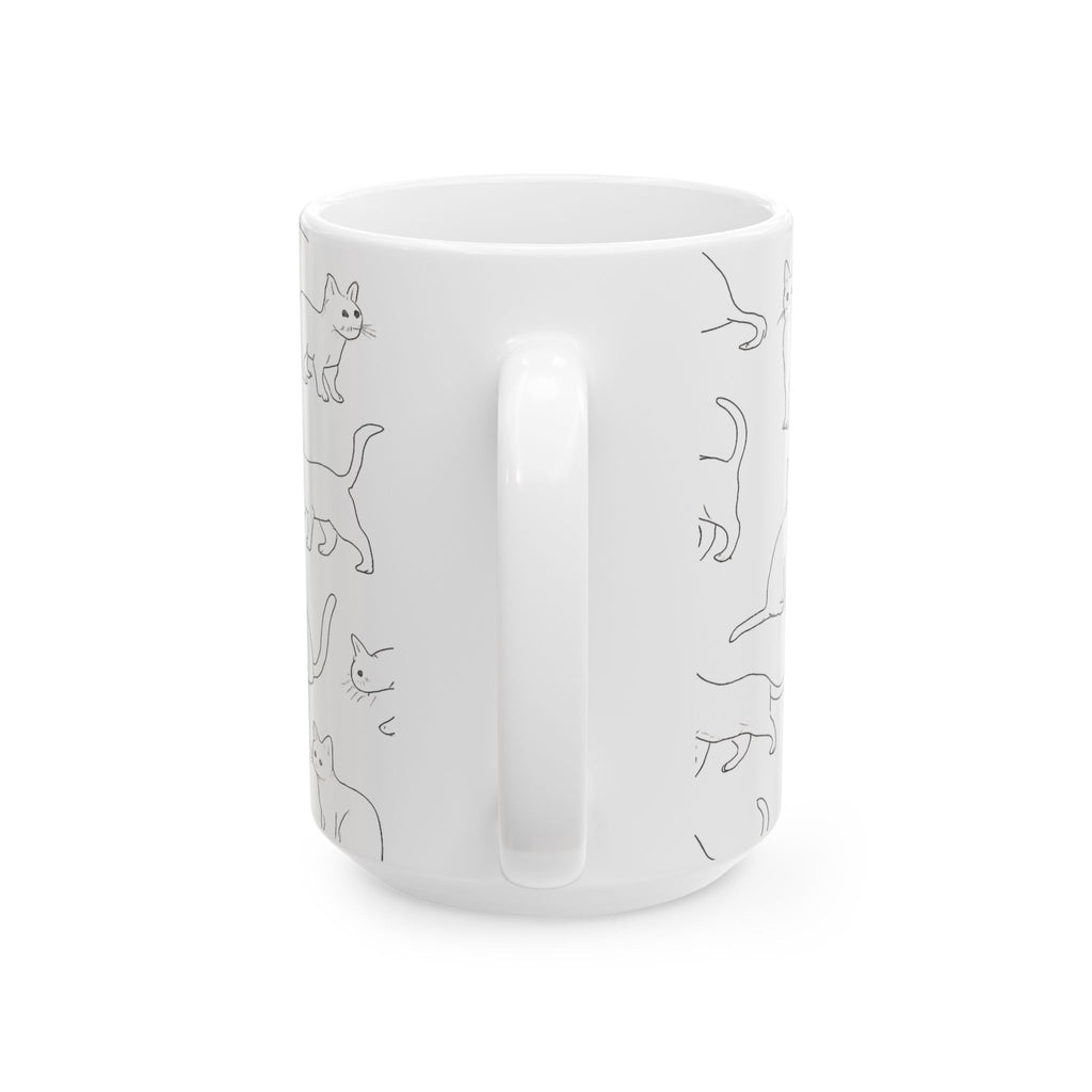 Delicate Curious Cats Full Wrap Coffee Mug | Cats Gift | Ceramic Mug