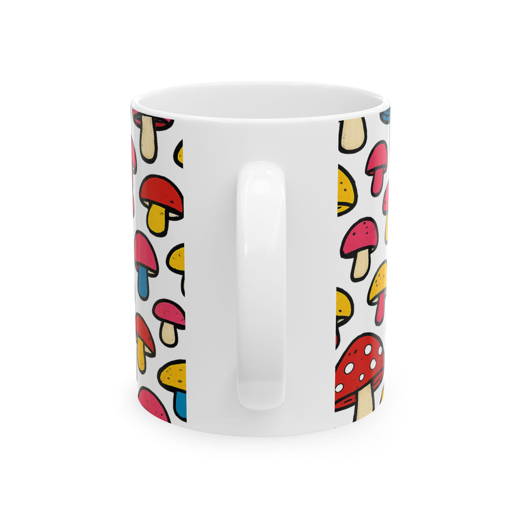 Bold Colorful Mushrooms Full Wrap Coffee Mug | Mushrooms Gift | Ceramic Mug