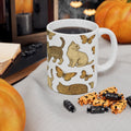Botanical Cats And Butterflies Full Wrap Coffee Mug | Cats Gift | Ceramic Mug
