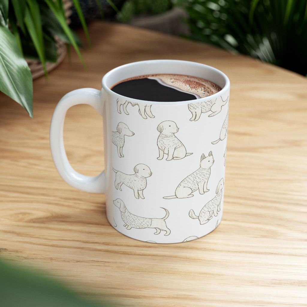Delicate Dogs In Sweaters Full Wrap Coffee Mug | Dogs Gift | Ceramic Mug