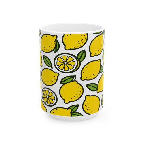 Bold Lemons Pattern Coffee Mug | Fruit Lover Gift | Ceramic Mug
