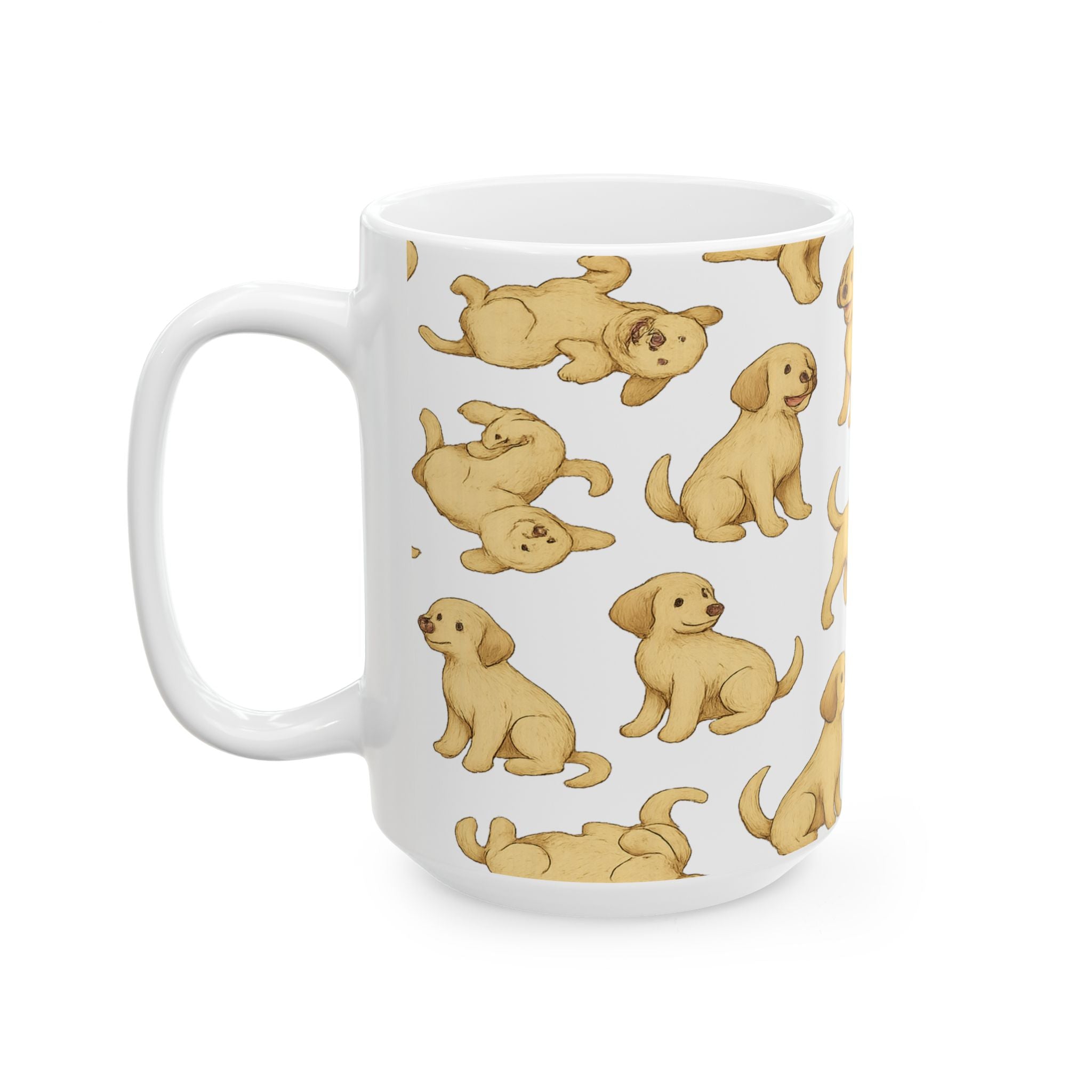 Botanical Playful Puppies Full Wrap Coffee Mug | Dogs Gift | Ceramic Mug
