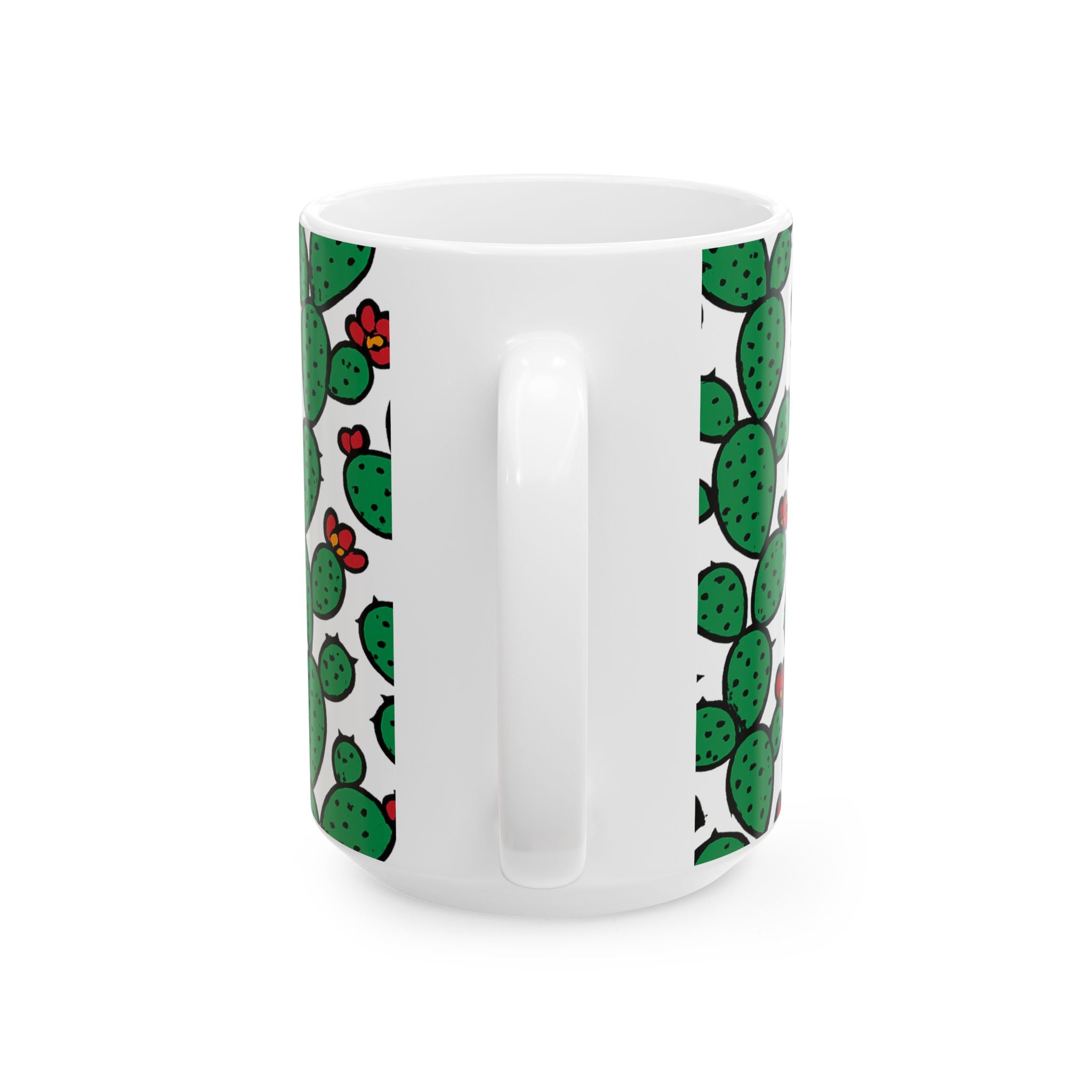 Bold Prickly Pear Cactus Pattern Coffee Mug | Cactus Lover Gift | Ceramic Mug