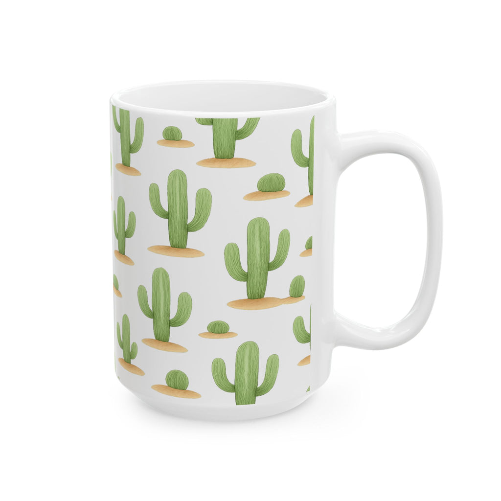 Watercolor Saguaro Cactus Desert Pattern Coffee Mug | Cactus Lover Gift | Ceramic Mug
