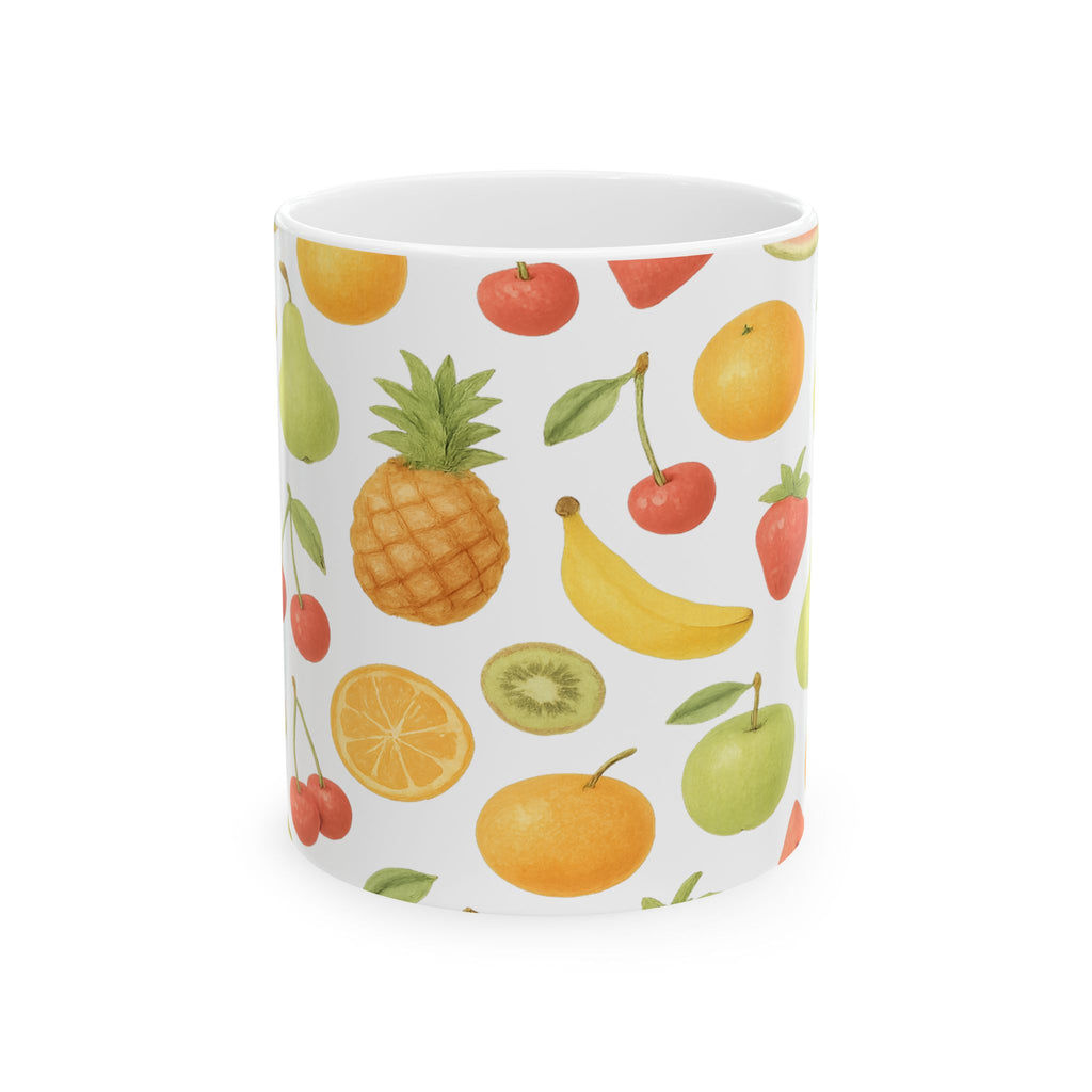 Watercolor Mixed Fruit Full Wrap Coffee Mug | Fruit Gift | Ceramic Mug