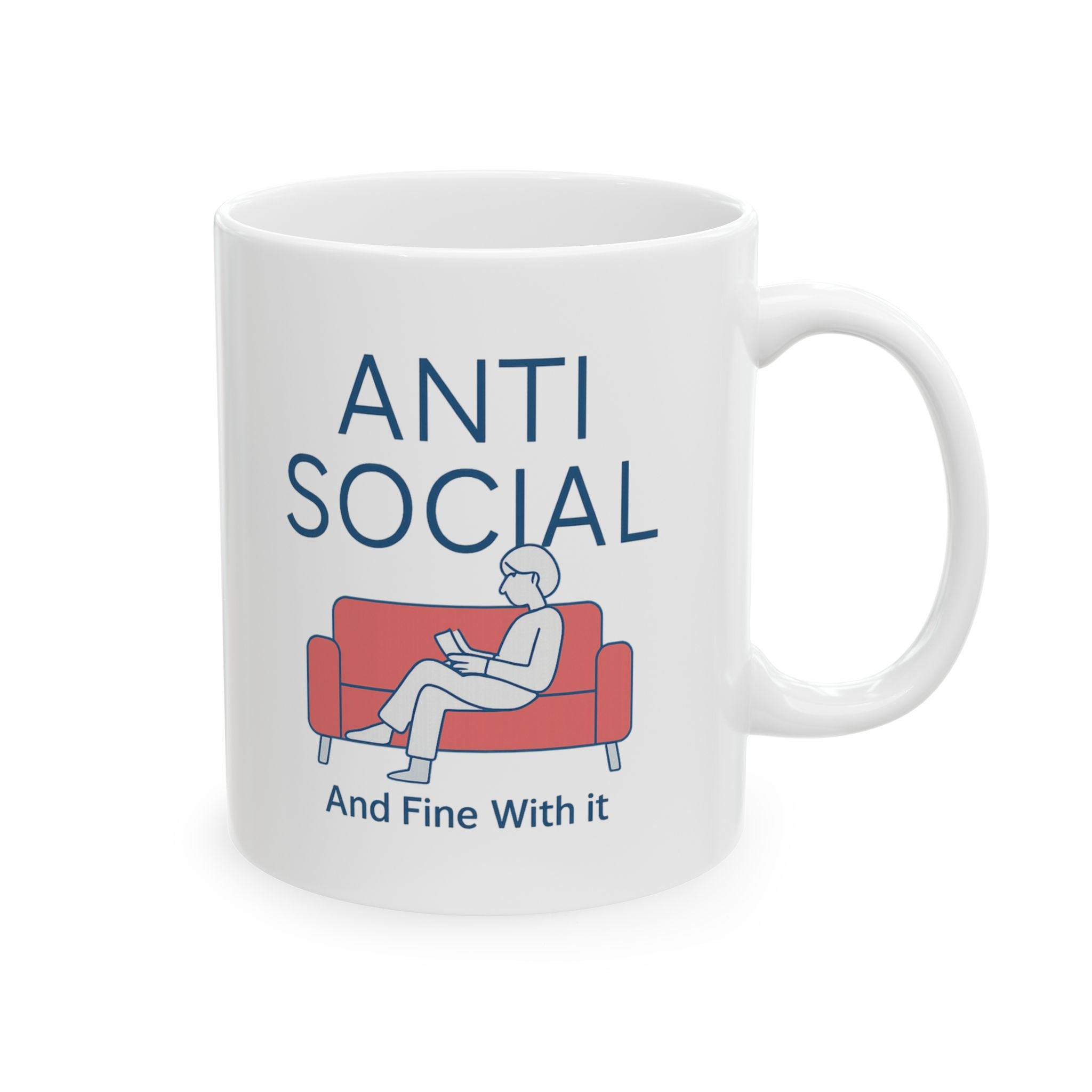 Anti Social But Make It Caffeinated Coffee Mug | Funny Antisocial Gift | Ceramic Mug