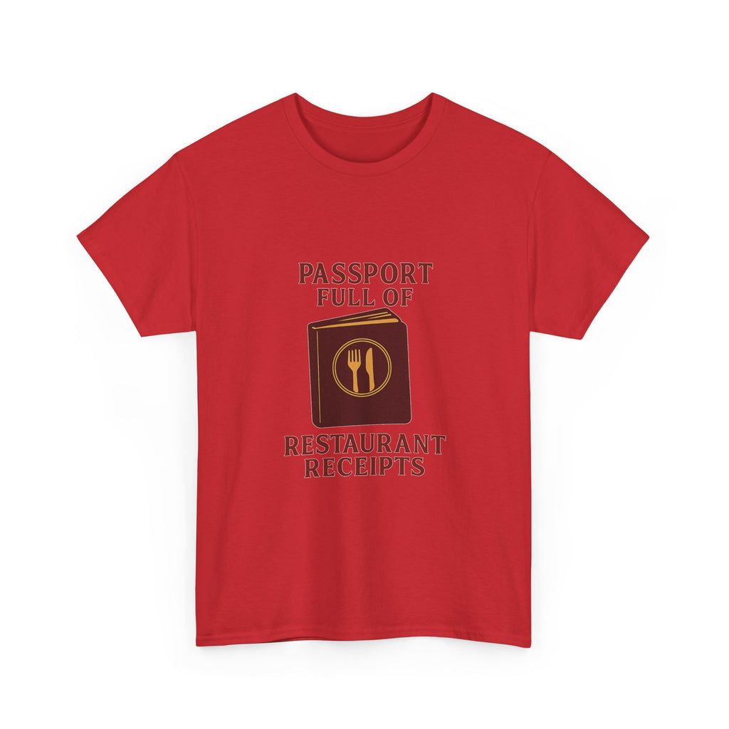 Foodie Tourist Passport Full Of Restaurant Receipts T-Shirt | Unique Gift | Graphic Tee