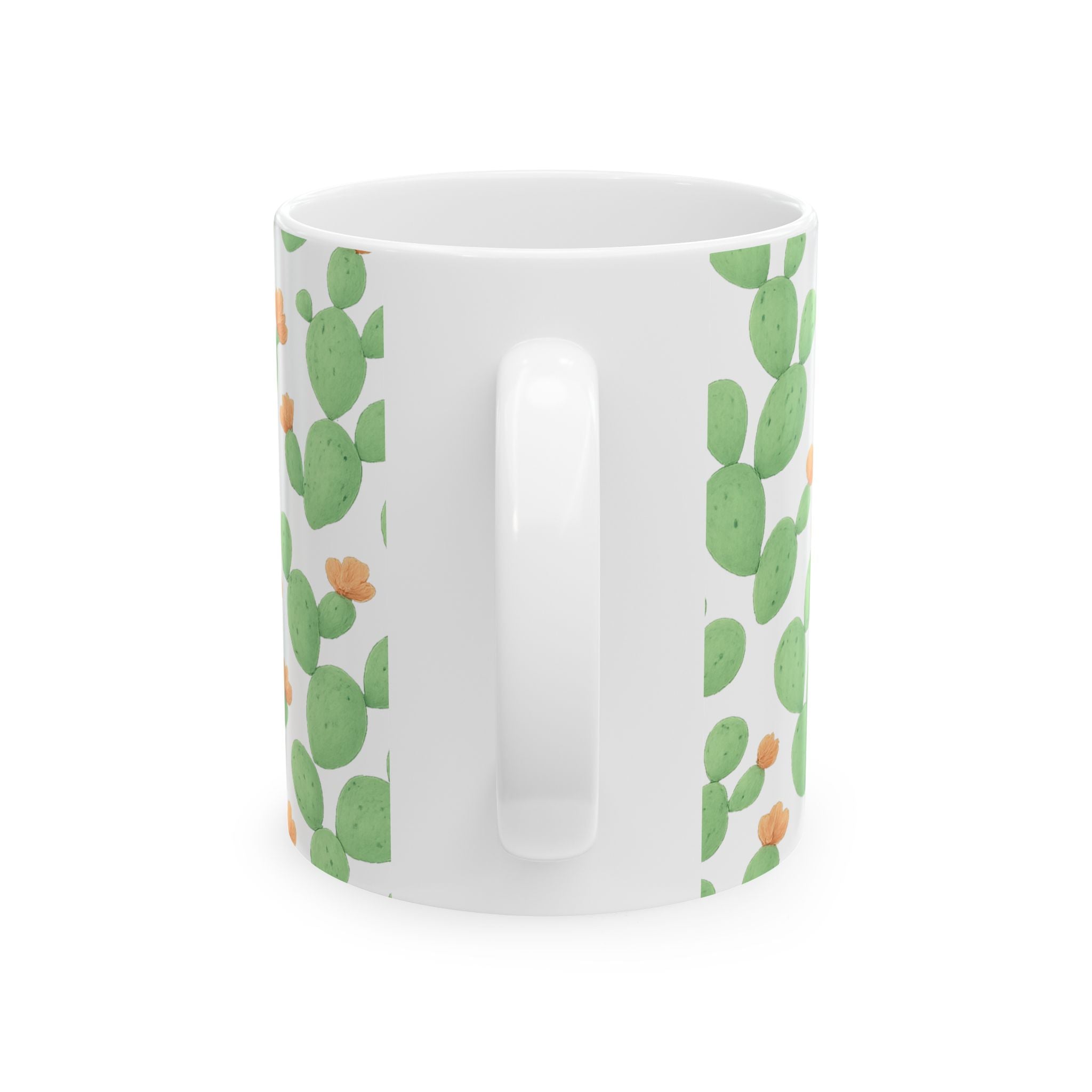 Watercolor Prickly Pear Cactus Full Wrap Coffee Mug | Cactus Gift | Ceramic Mug