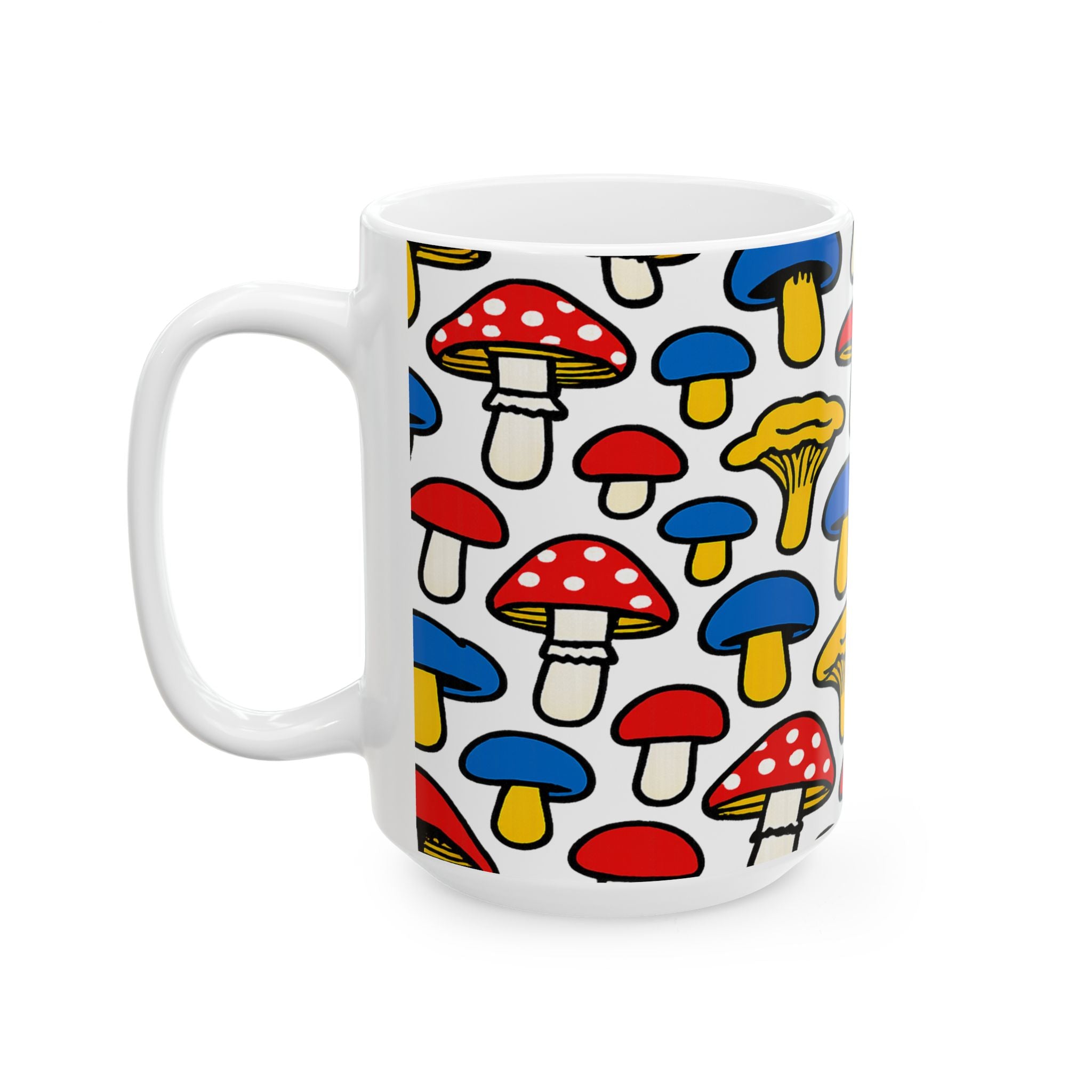 Bold Forest Mushrooms Full Wrap Coffee Mug | Mushrooms Gift | Ceramic Mug