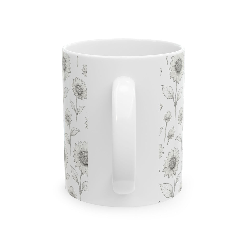 Delicate Sunflower Field Full Wrap Coffee Mug | Flowers Gift | Ceramic Mug