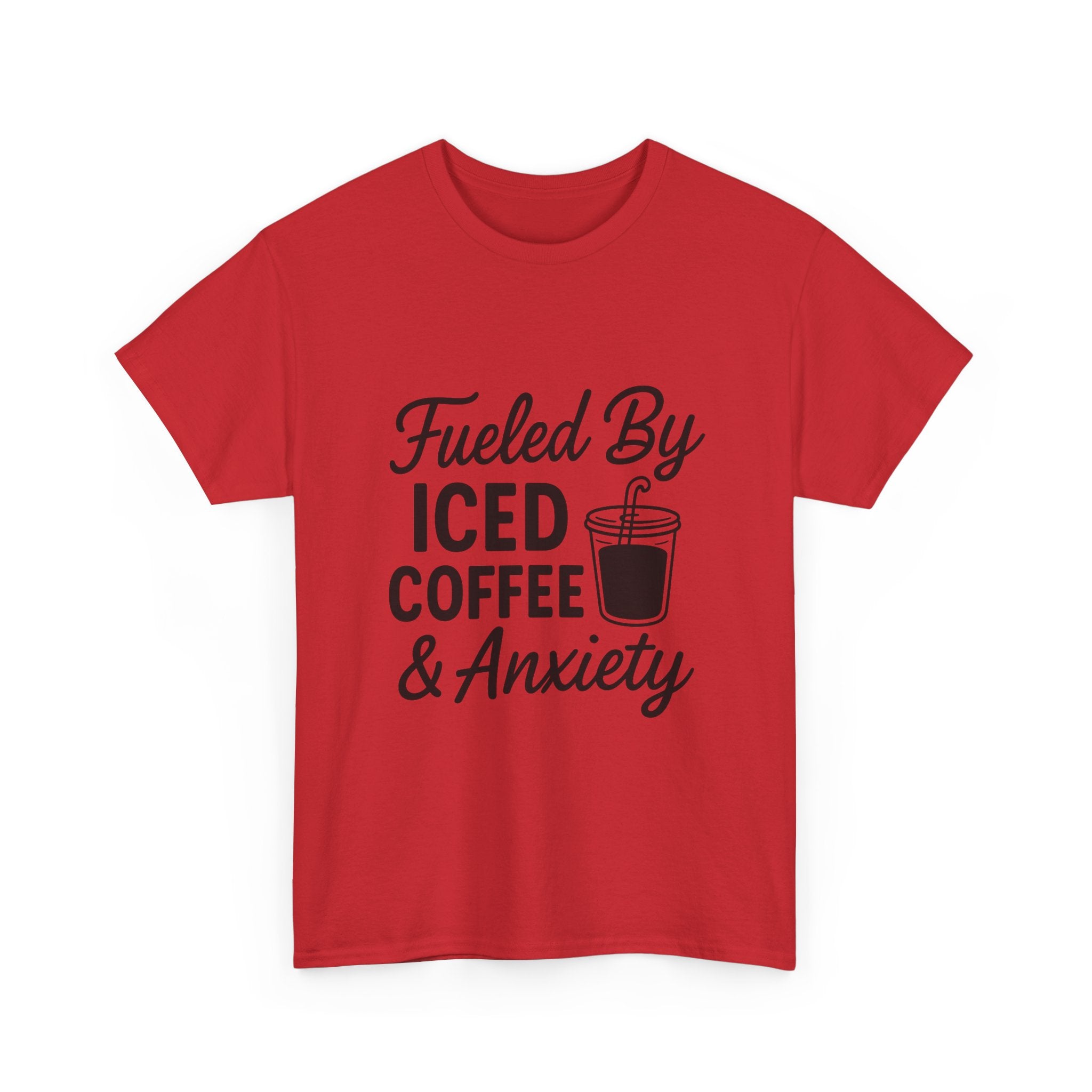 Fueled By Iced Coffee And Anxiety T-Shirt | Coffee Lover Gift | Graphic Tee