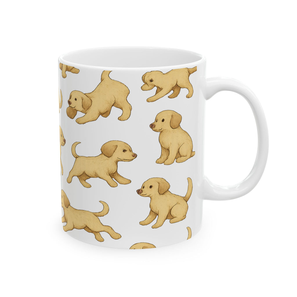 Botanical Playful Puppies Full Wrap Coffee Mug | Dogs Gift | Ceramic Mug