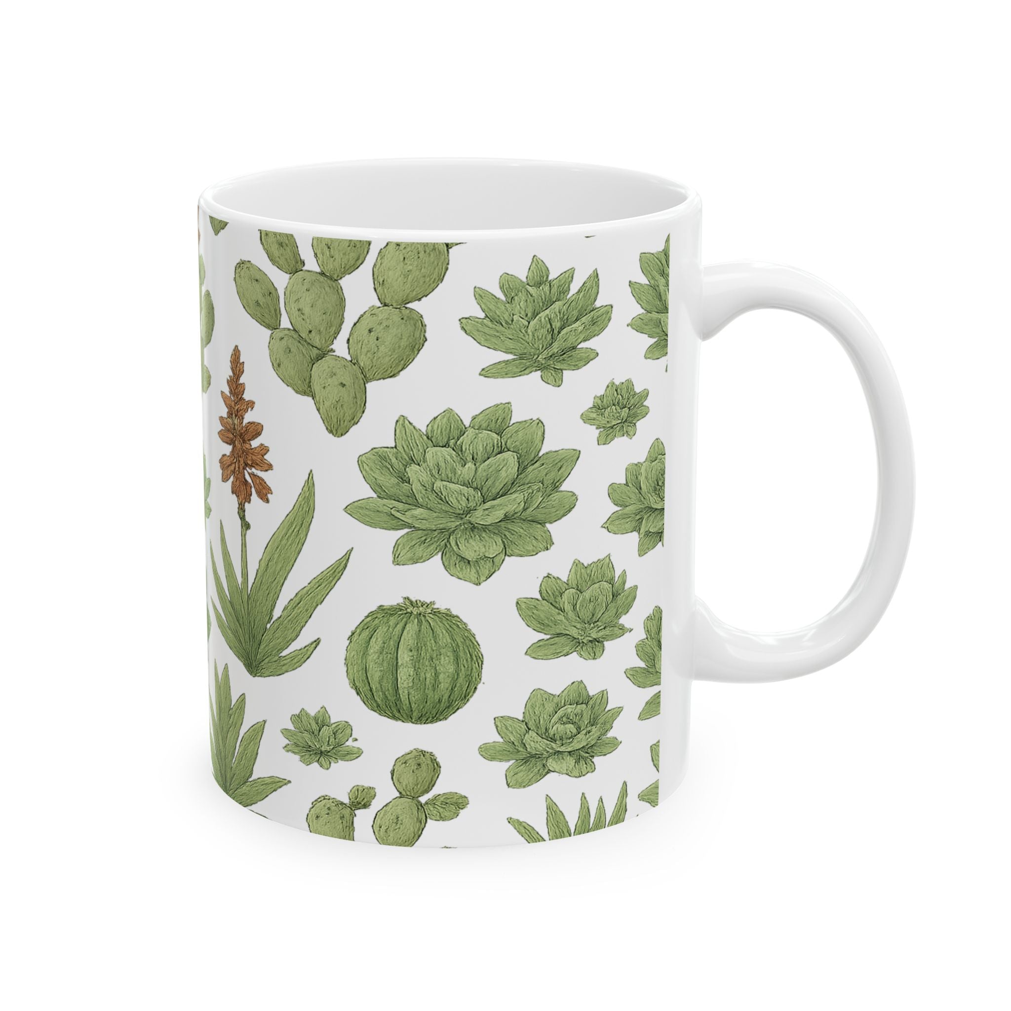 Botanical Desert Garden Succulents Pattern Coffee Mug | Cactus Lover Gift | Ceramic Mug