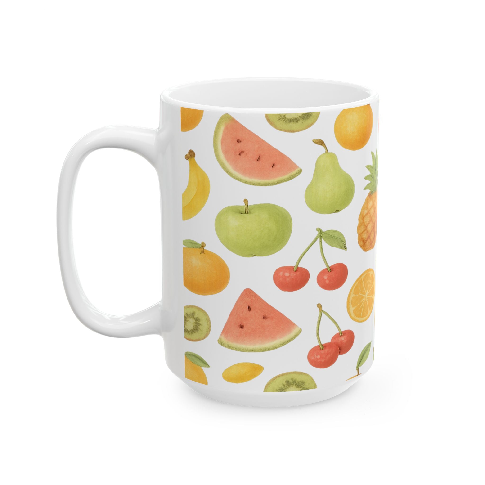 Watercolor Mixed Fruit Full Wrap Coffee Mug | Fruit Gift | Ceramic Mug
