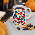 Bold Forest Mushrooms Full Wrap Coffee Mug | Mushrooms Gift | Ceramic Mug