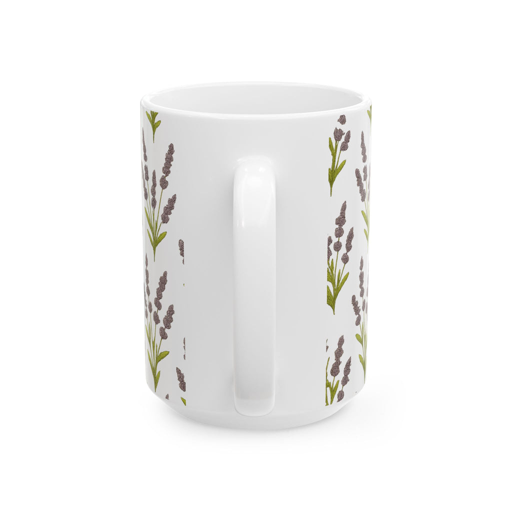 Vintage Lavender Sprigs Full Wrap Coffee Mug | Flowers Gift | Ceramic Mug
