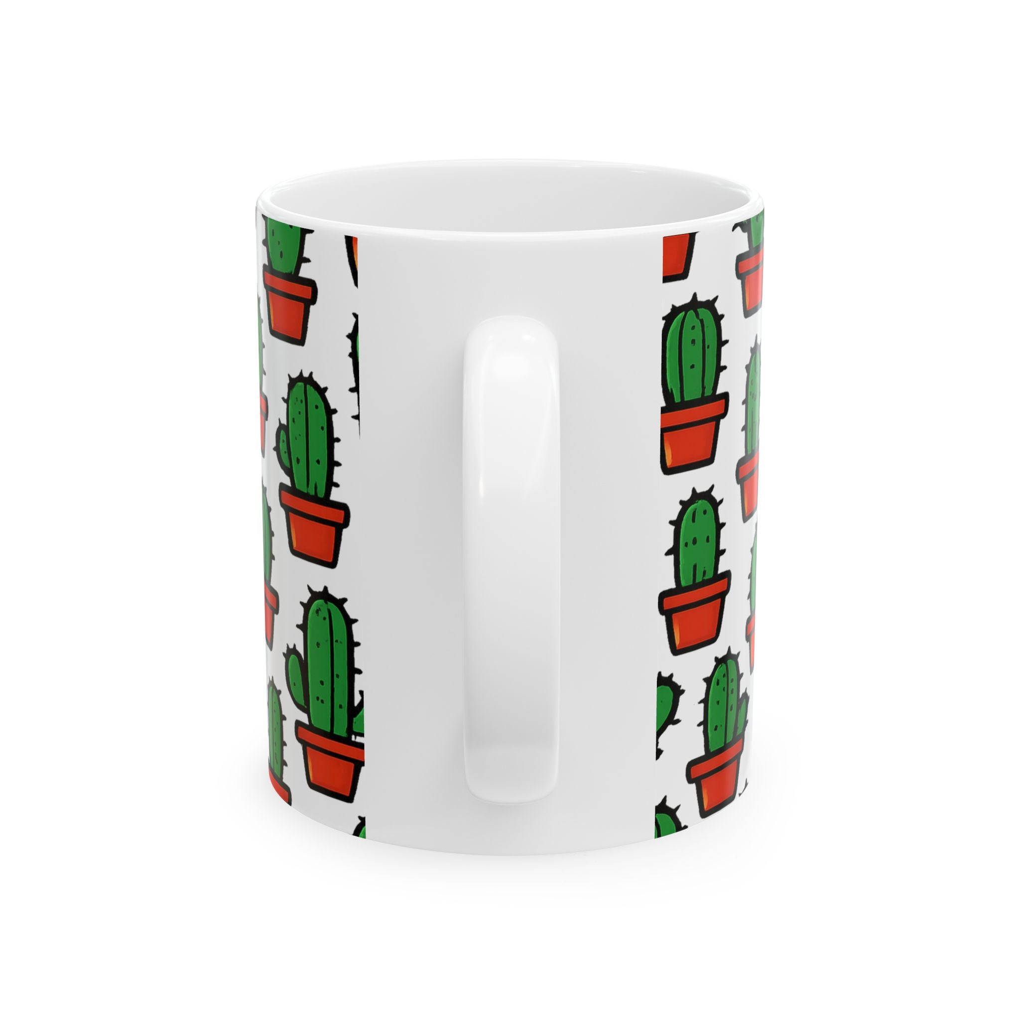Bold Tiny Potted Cactus Full Wrap Coffee Mug | Cactus Gift | Ceramic Mug