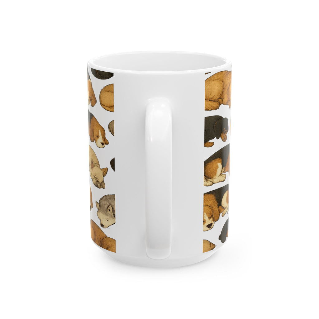 Botanical Sleeping Dogs Full Wrap Coffee Mug | Dogs Gift | Ceramic Mug