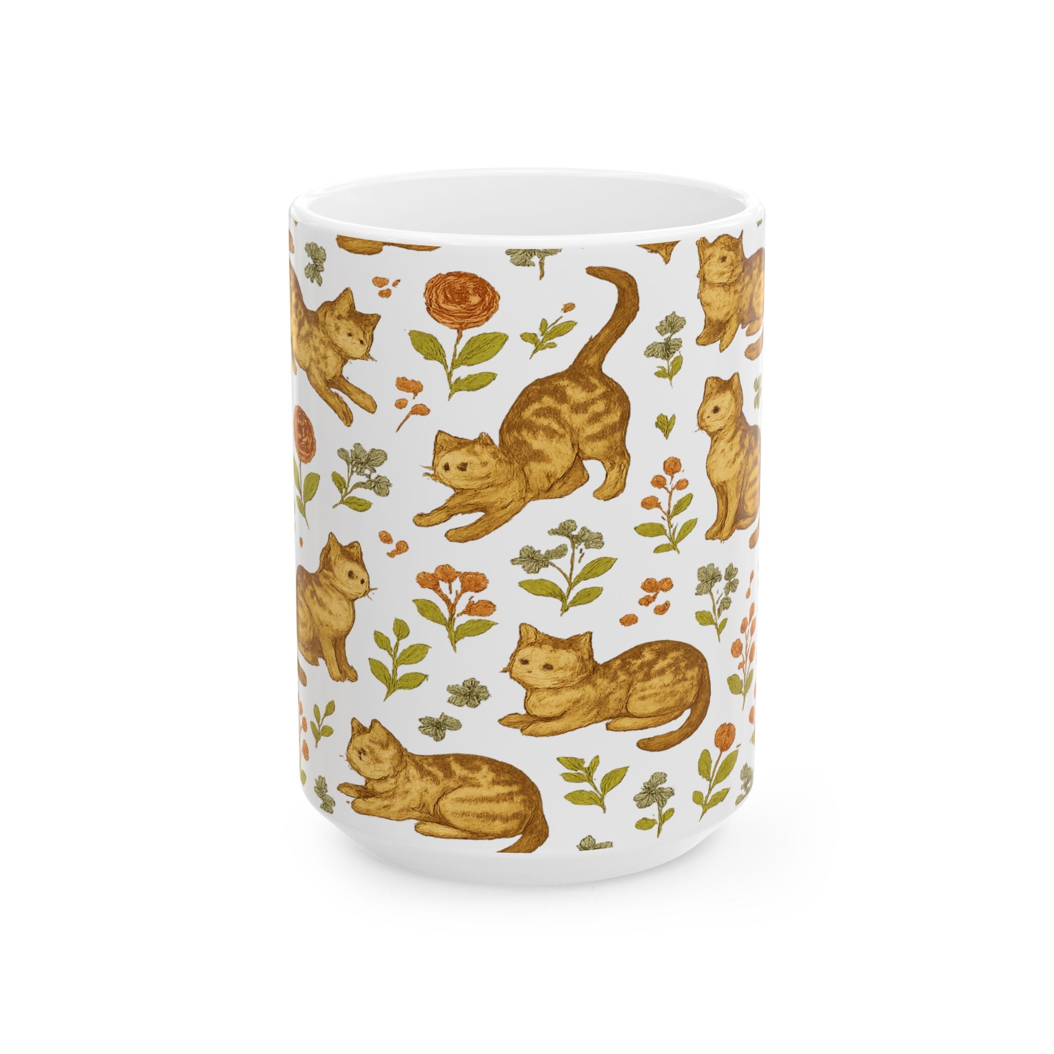 Vintage Playful Cats Full Wrap Coffee Mug | Cats Gift | Ceramic Mug