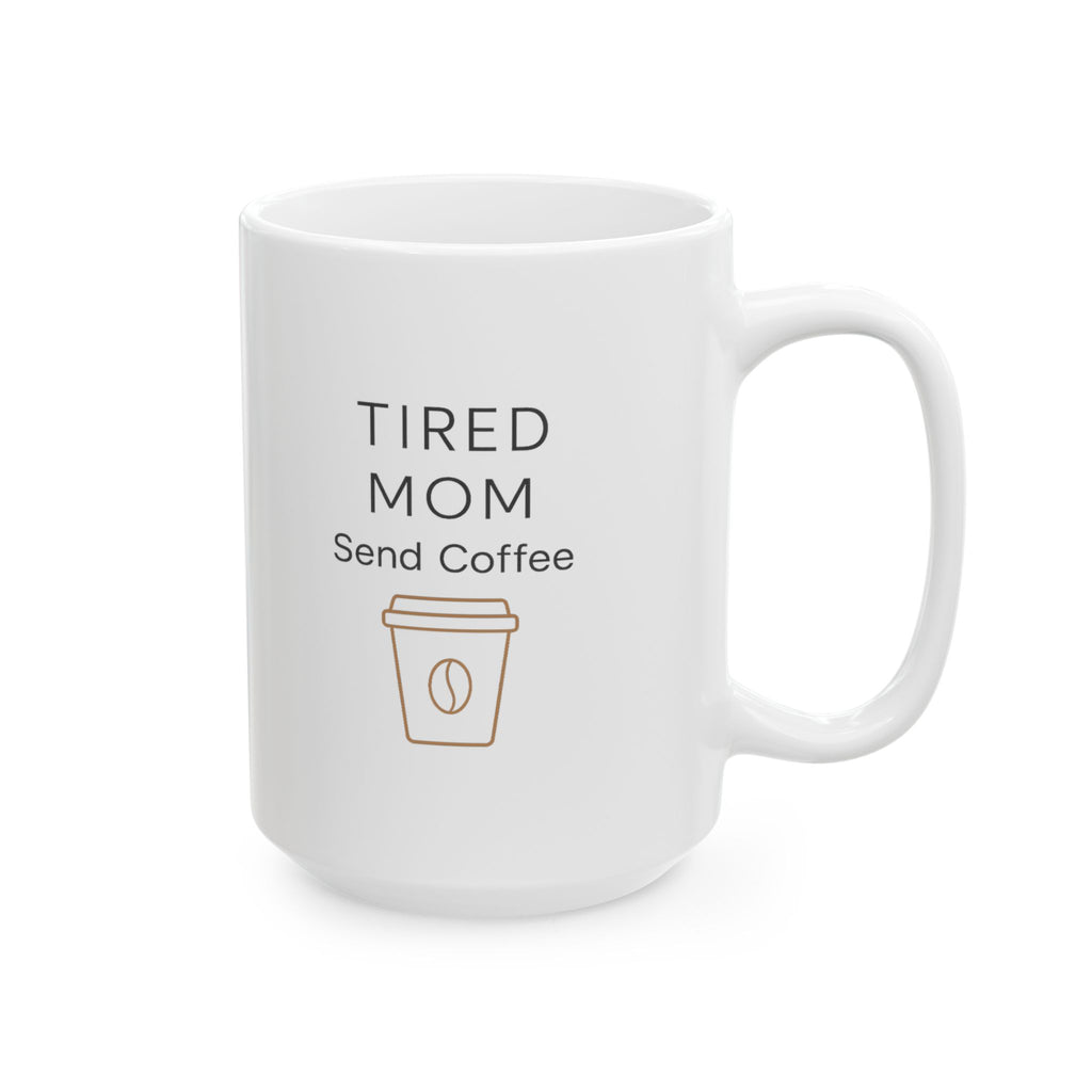 Exhausted Mom Running On Coffee And Love Coffee Mug | Funny Mom Gift | Ceramic Mug