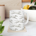 Delicate Running Dogs Full Wrap Coffee Mug | Dogs Gift | Ceramic Mug