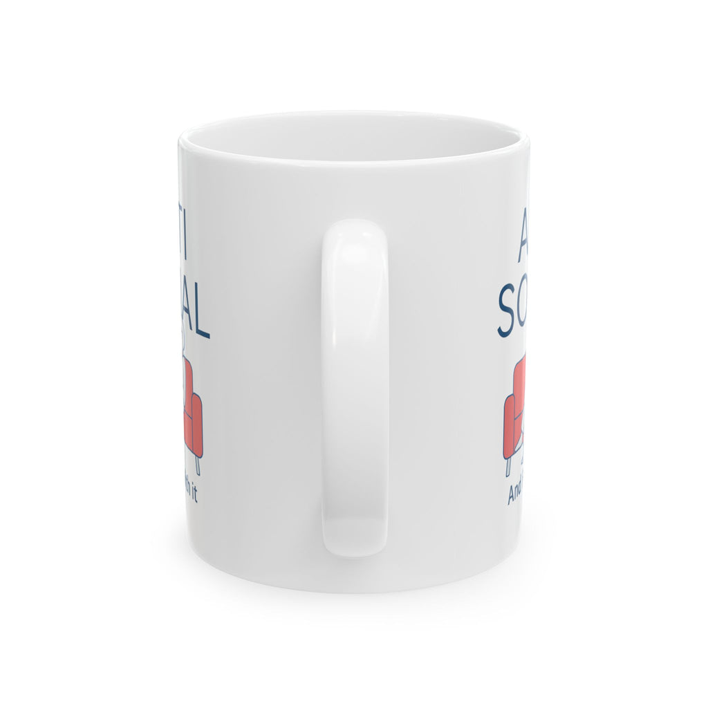 Anti Social But Make It Caffeinated Coffee Mug | Funny Antisocial Gift | Ceramic Mug