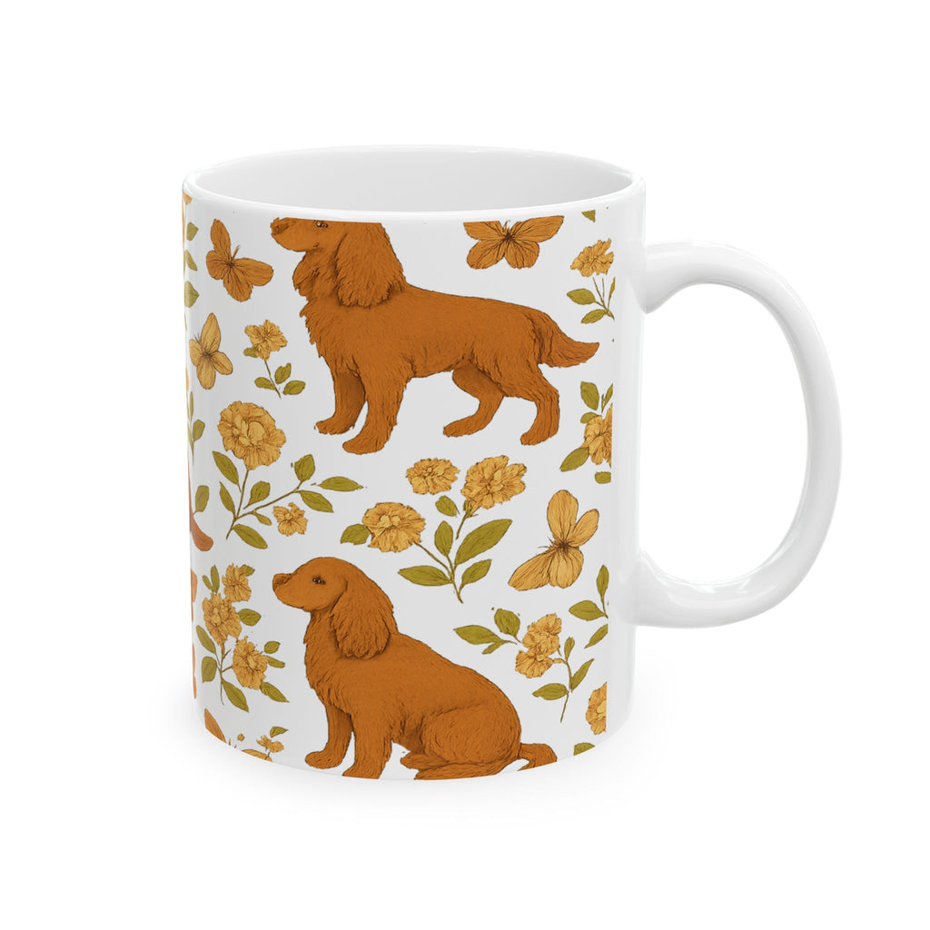 Vintage Dogs And Butterflies Full Wrap Coffee Mug | Dogs Gift | Ceramic Mug