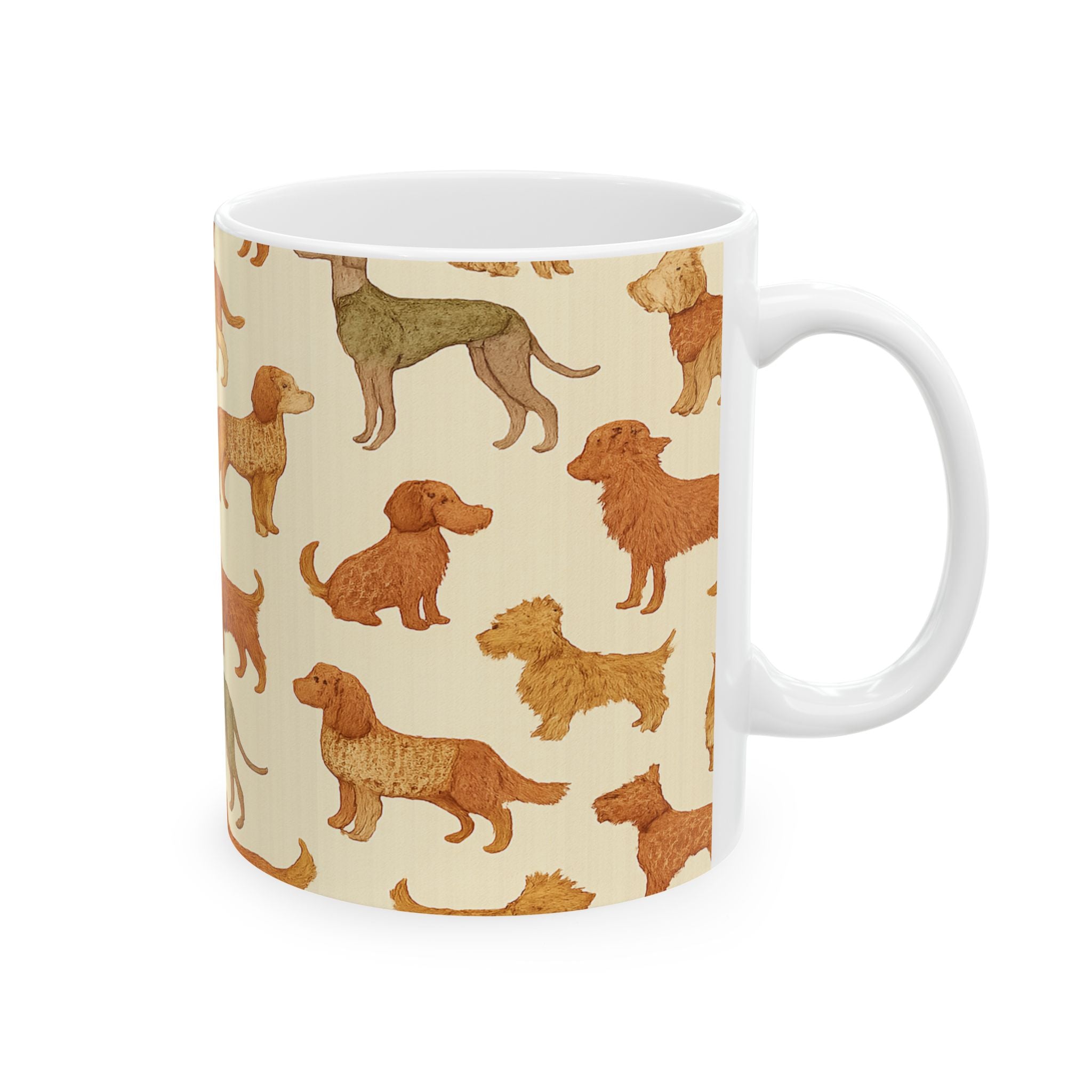 Vintage Dogs In Sweaters Full Wrap Coffee Mug | Dogs Gift | Ceramic Mug