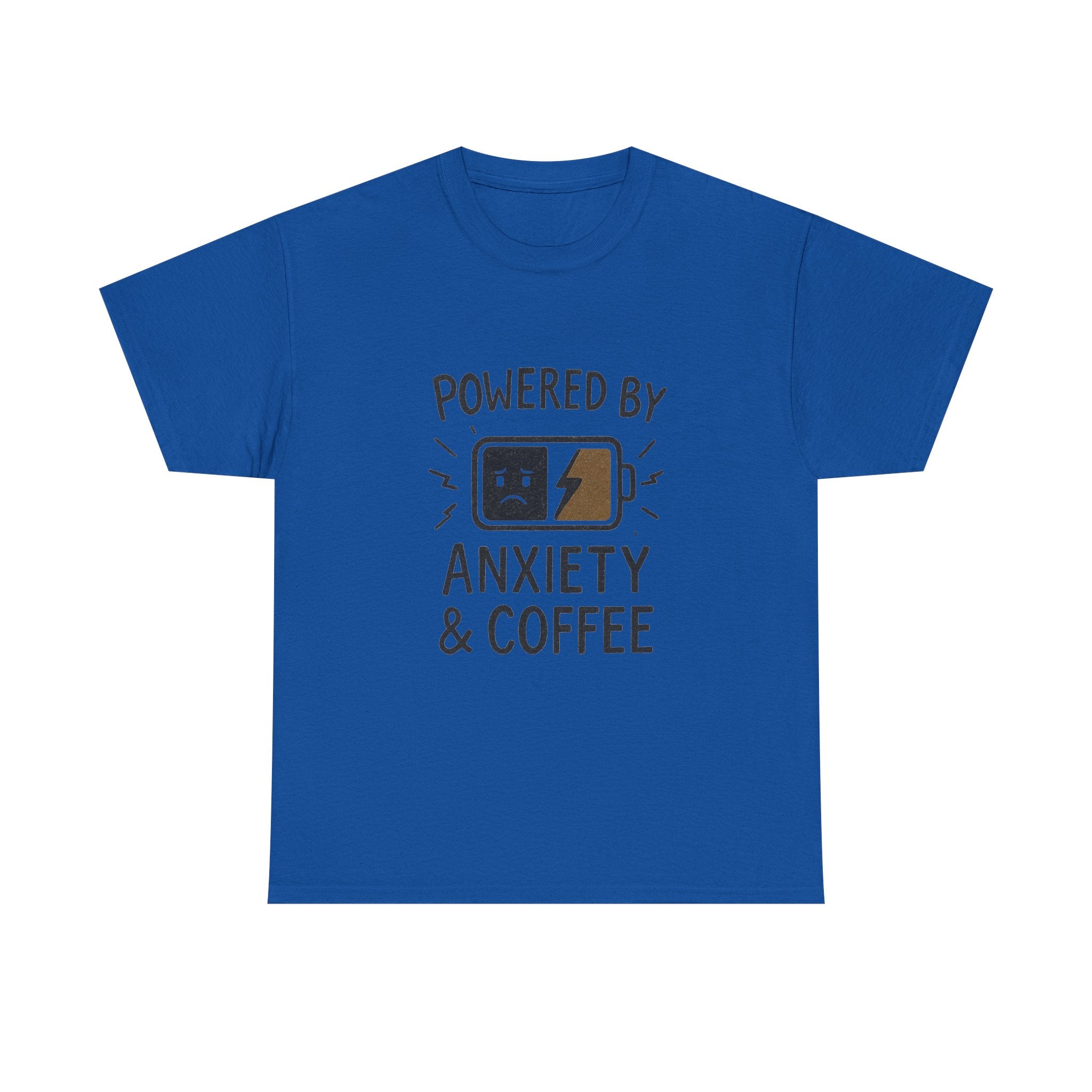 Powered By Anxiety And Coffee Funny T-Shirt | Coffee Lover Gift | Graphic Tee