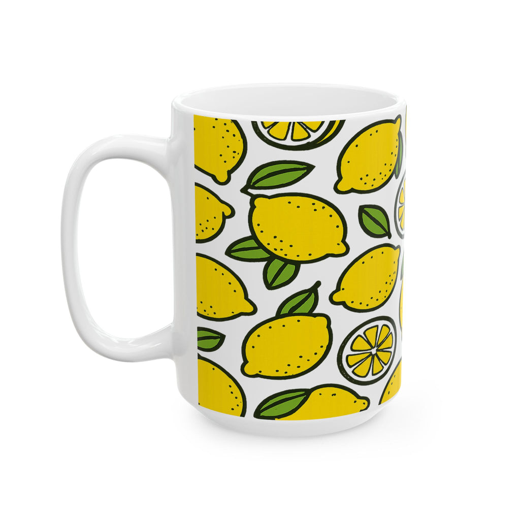 Bold Lemons Pattern Coffee Mug | Fruit Lover Gift | Ceramic Mug